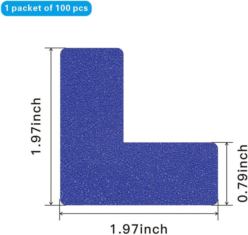 Beiyier 100 Pack 5s Location Marking Corner, 2x2x0.8 Inch L Shaped Graphical Floor Marker for Office Desk Table Top, Warehouse Floor (Blue) - Image 2